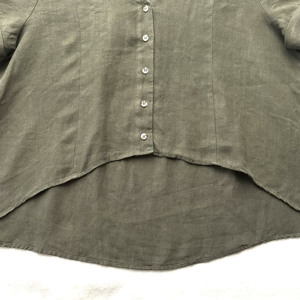 Ruti Drifter S/M Oversized 100% Linen Hi-lo Top Lagenlook Olive Artsy Nonchalant - Picture 5 of 12